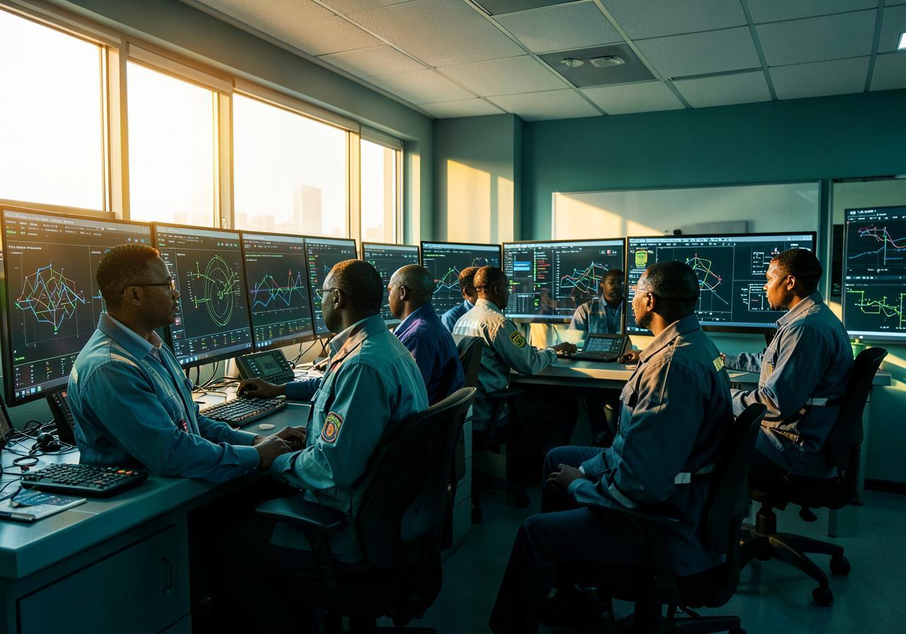 Energy operations team monitoring infrastructure
